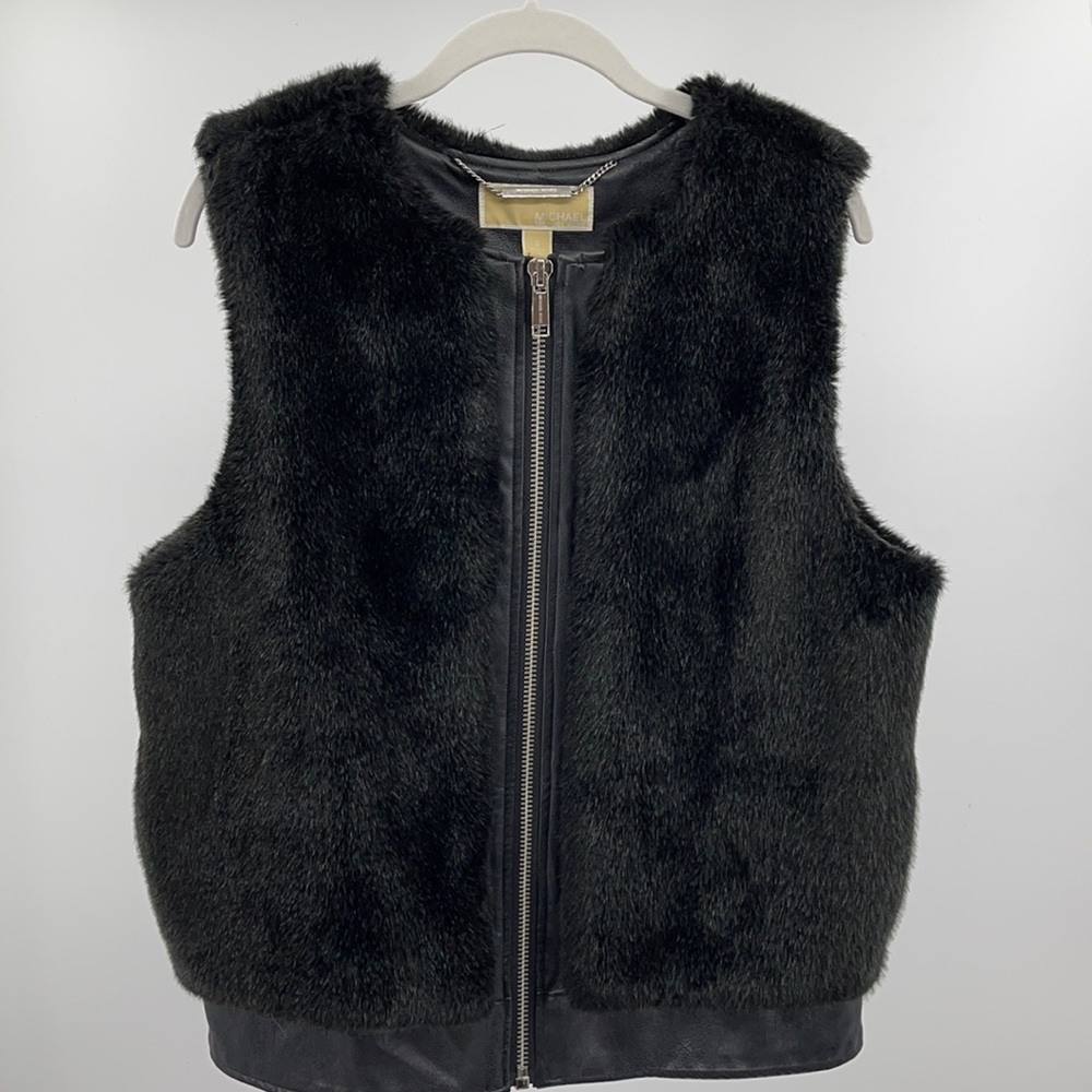 Michael Kors faux rabbit fur vest zip up small